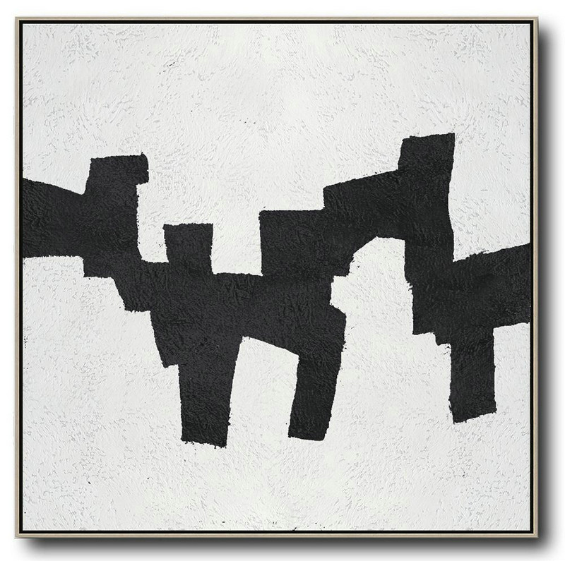 Huge Abstract Painting On Canvas,Oversized Minimal Black And White Painting - Large Paintings For Living Room